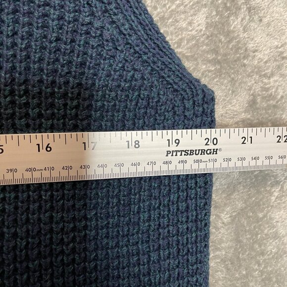 LL Bean Men Classic Preppy Heavy Waffle Knit 1/4 Pullover Mock Neck Sweater M - Picture 7 of 10